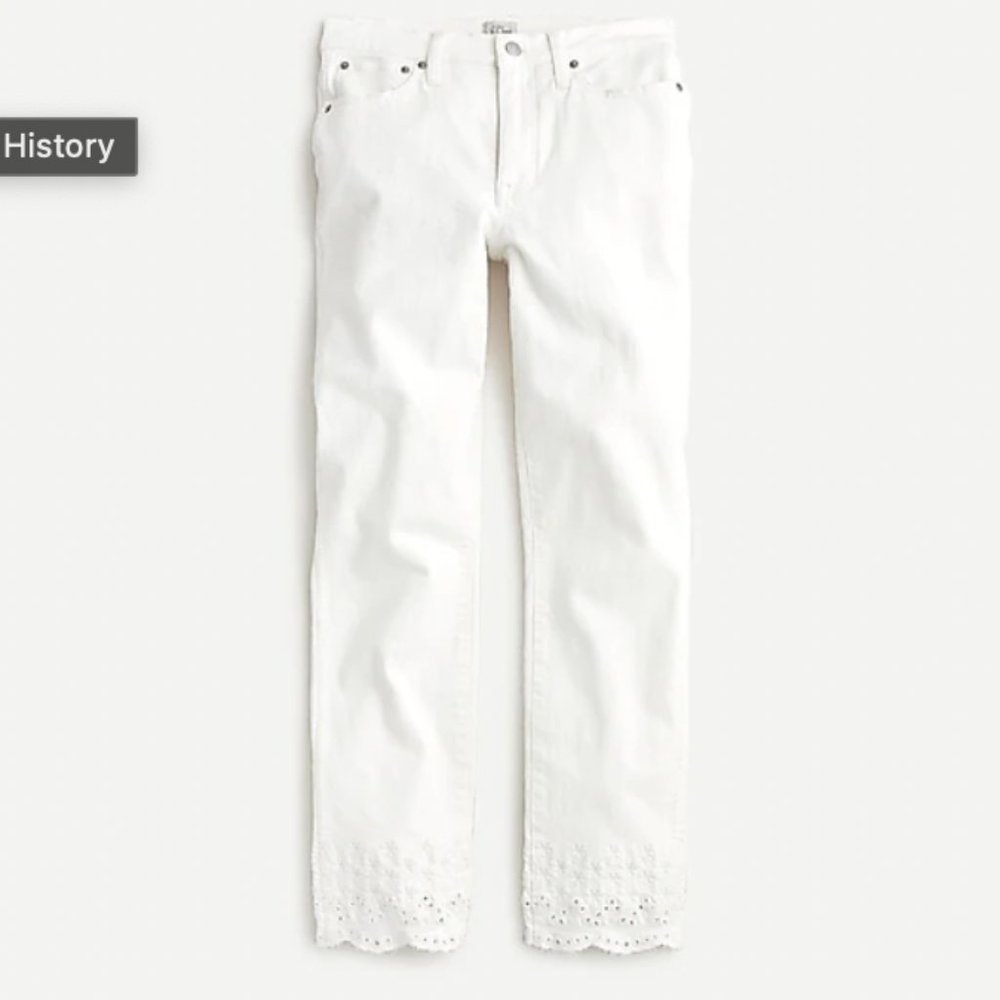 NWT J Crew Sz 29 White Vintage Straight Eyelet Denim Jeans